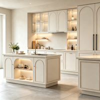 Cuisine modulaire RTA de style moderne personnalisée avec évier et crédence, design en bois laqué vert, panneau mélaminé MDF