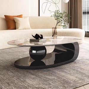 Tavolino da Caffè di Lusso <span class=keywords><strong>in</strong></span> Lastra di Roccia, <span class=keywords><strong>Design</strong></span> <span class=keywords><strong>Moderno</strong></span> Italiano per Soggiorno, Tavolino Ovale di <span class=keywords><strong>Design</strong></span> - Product Image 3
