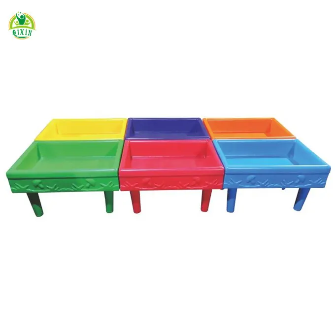 Mesa de brinquedo de plástico para crianças, móveis baratas de trapezoid para jardim de infância, areia