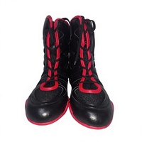 Chaussures de boxe en cuir de haute qualité, à lacets, avec soutien de la cheville, légères, respirantes, flexibles, couleur et logo personnalisés, naturelles