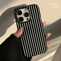 Coque de téléphone personnalisée à rayures verticales peintes style Ins pour 16/13/17 Pro/Max 11/12, housse de protection antichoc