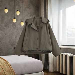 Veste décontractée en polyester respirant à manches longues et à capuche, style vintage 2026, à simple boutonnage, en tissu tissé 0548242 - Product Image 3