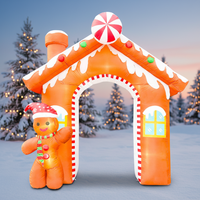 Modèle gonflable en forme d'arche de bonhomme en pain d'épices 3M avec lumières LED pour la décoration extérieure de Noël et l'affichage dans les jardins de vacances