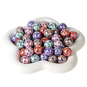 Chaîne de téléphone portable DIY en perles acryliques de 16 mm à motif floral léopard double cœur pour la Saint-Valentin, accessoire de stylo ou bijou - Product Image 3