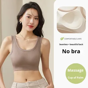 Kadın rahat dikişsiz yastıklı sütyen nefes anti-pozlama yelek seksi güzel arka telsiz tüp üst çok yönlü için - Product Image 5