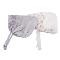 Turban pour femmes musulmanes, broderie en dentelle, perles, pompon, sous-hijab, pour mariage, fête, couvre-chef islamique pour femmes