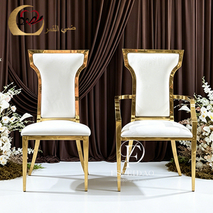 Chaises de trône royales de luxe en acier inoxydable pour hôtel, chaises de mariage à dossier haut pour le marié et la mariée, utilisation dans le salon - Product Image 4
