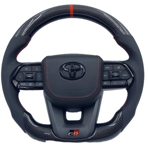 Volant de direction en fibre de carbone pleine, style course, adapté à la mise à niveau LC300, cuir personnalisé, compatible avec Toyota LAND CRUISER LC79 LC7 - Product Image 1