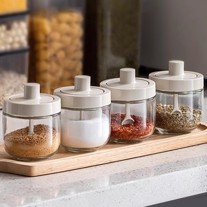 Spice Jars With Plastic Lids Airtight Storage Set For Solid Seasonings Kitchen Condiment Containers Size M - Product Image 1