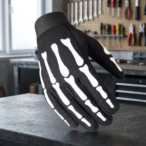 Gants de vélo à imprimé squelette, longueur poignet, respirants, en polyester et coton, pour le cyclisme, style punk - Product Image 6