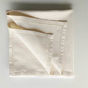 Wholesale 1cm Hemstitch Edge Drawnwork White Hotel Restaurant Dining Cotton <b>Linen</b> <b>Cloth</b> Napkin - Product Image 2