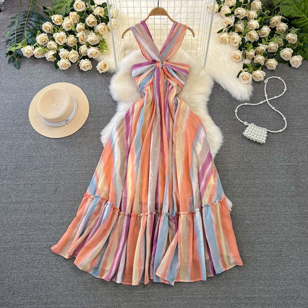 chinese dress ladies Meredith-Lee dress with stripes