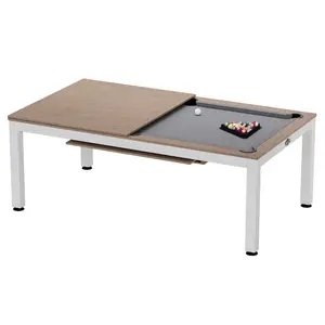 Ultra 2合1 K66金属腿石板台球桌-多功能台球游戏，带餐台和完整配件