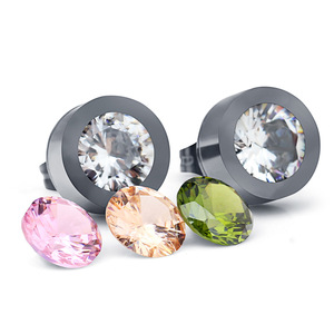 <b>Stud</b> <b>Earrings</b> 11MM Round Zircon Bezel Setting Rose Gold Stainless Steel Everyday Wear - Product Image 4