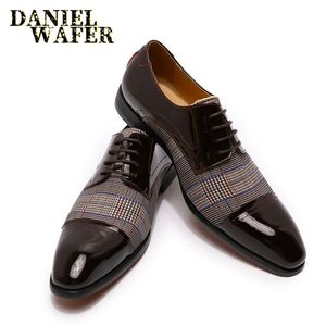 Fashion Lace-UP Anti-Slippery Men Dress Shoes Patent Leather Stitching Formal British Business Oxford Shoes - Product Image 5