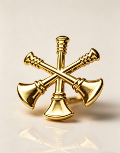 เข็มกลัดโลหะรูปทรงแตรสามดอกไขว้แบบกำหนดเอง รุ่น 3D Divison Chief ชุบทอง/นิกเกิล ทำจากโลหะผสมสังกะสี สำหรับของที่ระลึกและเครื่องแบบ - Product Image 6