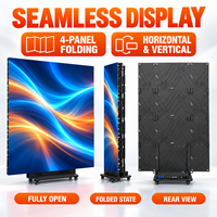 Afficheur LED pliable 4 pans P1.25 P1.538 P1.86, signalétique numérique mobile d'intérieur avec roues pour événements commerciaux