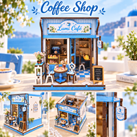 Kit de maison miniature en bois DIY, café, puzzle 3D à assembler, modèle de maison de poupée Lumi Cafe, jouet de construction, décoration de la maison, cadeau