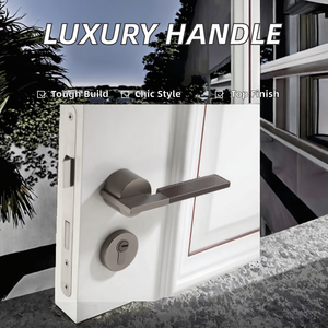 Poignée de porte de luxe de haute qualité Design de villa moderne Finition en métal en cuir de <span class=keywords><strong>vachette</strong></span> Serrure de porte en alliage de zinc de haute qualité pour appartement - Product Image 2