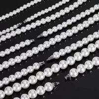 Collier Hip Hop à maillons longs pour femmes et hommes, simple, haut de gamme, imitation perle, accessoire de fête, collier perlé plaqué or 18 carats