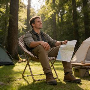All Weather Linen Camping <strong>Chair</strong> Treated Fabric for Moisture and Mildew Resistance Outdoor - Product Image 1