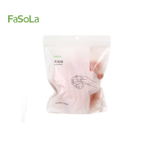 FaSoLa Bath Puff White And Pink Soft Exfoliating Shower Sponge For Gentle Cleansing - Product Image 1