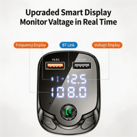 Chargeur de voiture double USB F55 4.8A, émetteur-récepteur FM Bluetooth 5.0, appels mains libres, charge rapide, adaptateur de chargeur de téléphone pour voiture
