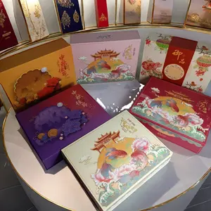 Caixa de presente Zongzi para bolo com logotipo personalizado, caixa de presente clássica para dragão e barco, papelão estampado personalizado, pastas para manuseio