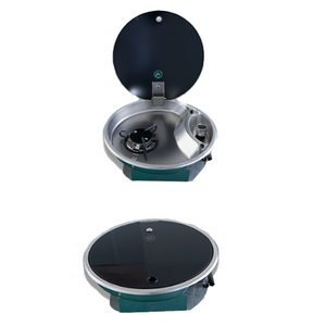 Mini réchaud à <span class=keywords><strong>gaz</strong></span> rond en acier inoxydable avec couvercle en verre pour <span class=keywords><strong>camping</strong></span>-cars, yachts, caravanes de tourisme - Product Image 4