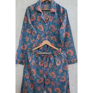 Conjunto de Pijama de Algodón Estampado para Mujer, Ropa de Dormir Suave, Transpirable y Cómoda, Ropa Casual para Estar en Casa, Elegante - Product Image 4