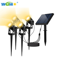 Focos solares de doble cabeza para jardín, luces LED de aluminio alimentadas por energía Solar, impermeables para exteriores, con puntas de seguridad