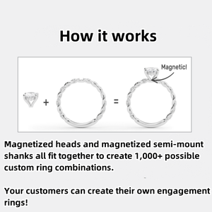 أداة عرض وبيع خواتم الزفاف والخطوبة بتصميم مغناطيسي مخصص مع حلقات وأحجار الماس - Product Image 3