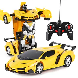 Offre Spéciale jouet Rechargeable 1:18 déformation à un bouton télécommande déformation voiture robot modèle voiture jouet télécommandé