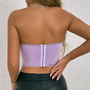 2024 nouveautés mode décontracté à la main brodé fleur col rond violet <span class=keywords><strong>femme</strong></span> mature Sexy sous le buste broderie Corset - Product Image 4