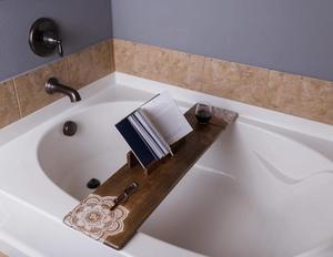 JUNJI Handmade Wood Bathtub <strong>Tray</strong> Caddy with Book Holder <strong>Bath</strong> <strong>Tray</strong> for Bathroom Use Customizable for <strong>Bath</strong> Tub - Product Image 5