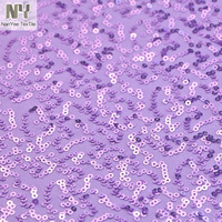 Tissu en jersey extensible 100% polyester, brodé sur mesure par Nanyee, pour robes de mariée, couleur lilas clair, avec paillettes.