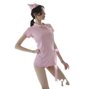 Lencería <span class=keywords><strong>Sexy</strong></span> de Talla Grande para Mujer, 100.00 kg, con Botones, Manga Corta, Uniforme de Enfermera, Sirvienta, Maestra, Vestido para Actuaciones - Product Image 3