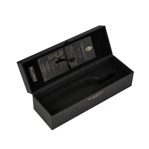 Роскошный дизайн на заказ черная искусственная кожа бумажные V паз жесткий картон виски бокал упаковочные коробки с магнитной застежкой