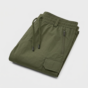 Shorts cargo en nylon tissé pour homme, séchage rapide, taille élastique, cordon de serrage, passants de ceinture, poche zippée, pour activités de plein air, voyage et randonnée - Product Image 5