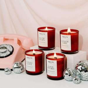 AIKUN Fashion Red Glass Container Long Burning Scented <b>Candle</b> Aromatherapy <b>Candle</b> For Home Decor Wholesale - Product Image 5