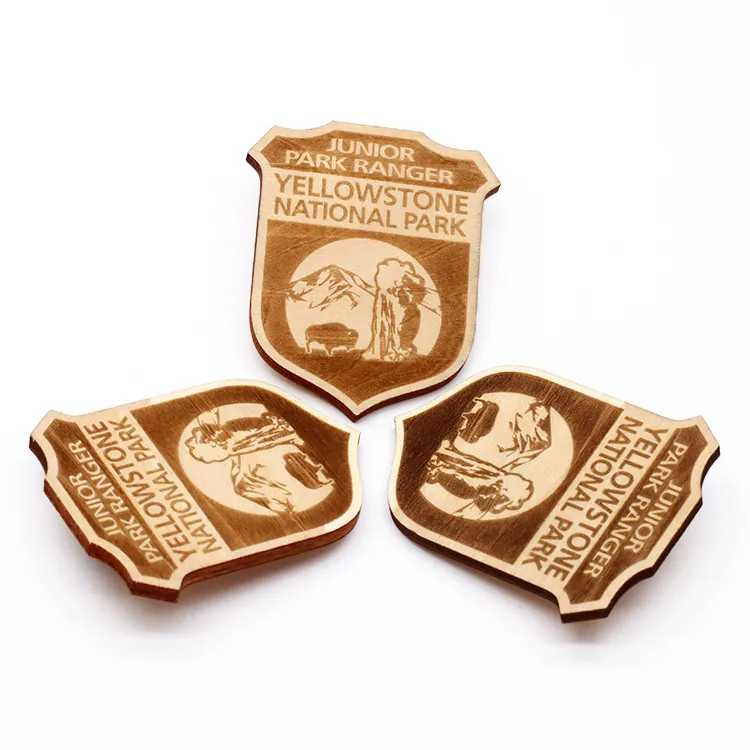 Custom Design Printed Popular Engraved Name Wooden Keychain Laser Logo Wooden Badge Blank Wood Pin