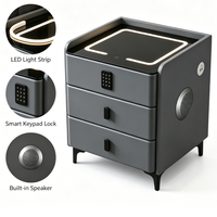 Table de chevet intelligente contemporaine équipée d'un éclairage LED, d'un verrouillage par mot de passe, d'un chargeur USB et d'un haut-parleur Bluetooth pour la maison, l'hôtel, la vente en gros