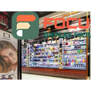 Présentoir moderne pour extensions de cheveux en bois et verre, étagère multi-niveaux, présentoir de magasin - Product Image 3