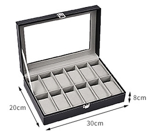 Produsen Logo kustom kotak Jam perhiasan 12 Slot tahan air antik kotak persegi panjang jendela PVC persegi panjang untuk kemasan - Product Image 6