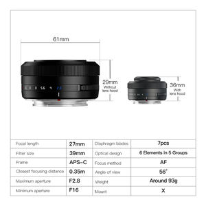 TTArtisan AF 27mm F2.8 APS-C objectif d'appareil photo sans miroir Compatible pour Sony A5000 A7RIII Fuji XA7 XT30 XT100 XE4 pour <span class=keywords><strong>Nikon</strong></span> <span class=keywords><strong>Z50</strong></span> Z5 - Product Image 2