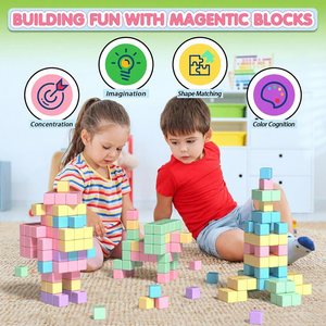 Blocchi Magnetici da Costruzione, Giocattoli Montessori, Cubi Magnetici, Giochi Educativi STEM Prescolare, Giocattoli Sensoriali Magnetici per Bambini e Bambine - Product Image 4