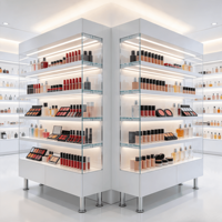 Étagères de présentation de parfums et de maquillage personnalisables, idéales pour les magasins
