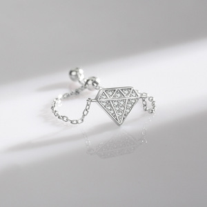 S925 Silver Geometric Diamond Shape <b>Ring</b> Pave Setting <b>Crystal</b> Rhinestone Minimalist Unisex Everyday Wear - Product Image 4