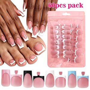 Oferta Especial: Set de 60 <span class=keywords><strong>Uñas</strong></span> Postizas Francesas Cuadradas, <span class=keywords><strong>Uñas</strong></span> Acrílicas de Cobertura Completa <span class=keywords><strong>para</strong></span> Manos y <span class=keywords><strong>Pies</strong></span> - Product Image 1