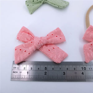 Accessoires de cheveux brodé en Nylon <span class=keywords><strong>pour</strong></span> bébés filles, serre-têtes, avec nœud en dentelle, œillets douces et fins, nouvelle collection - Product Image 4